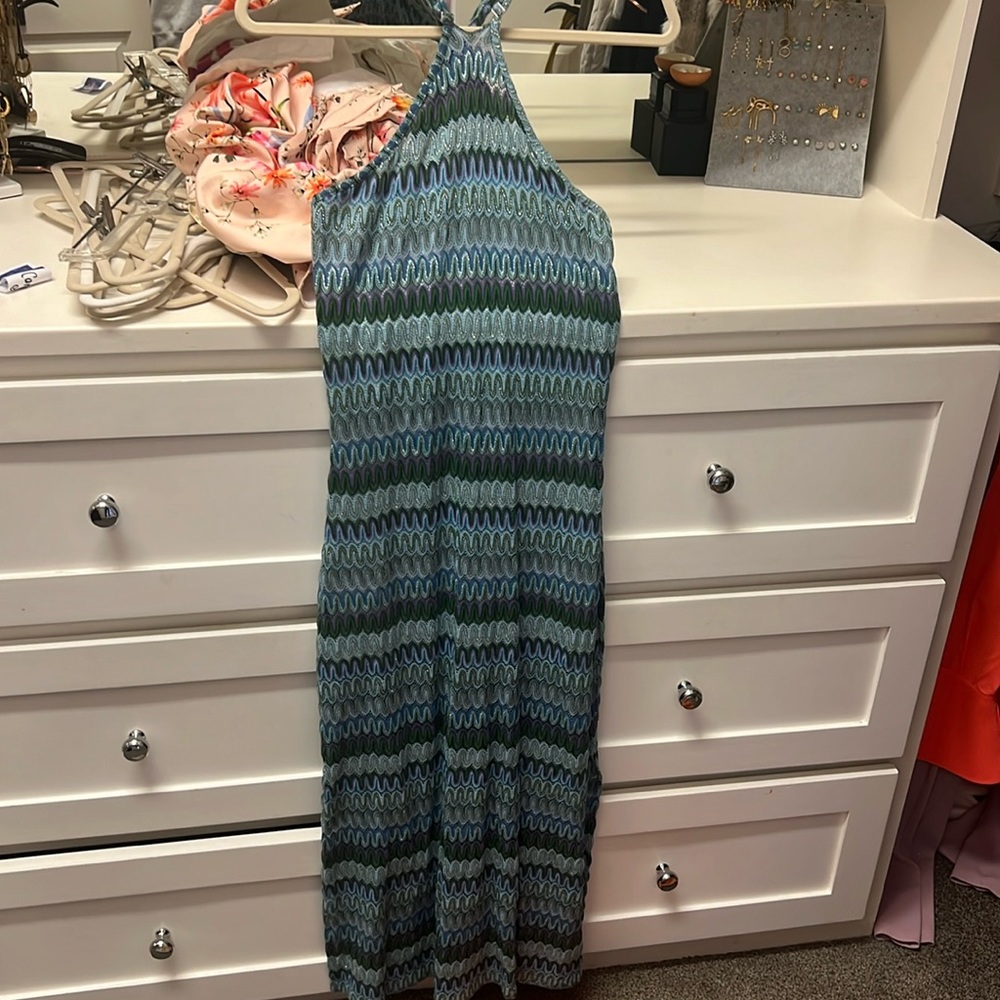 Hill house maxi dress size XS fun sparkle green/blue pattern